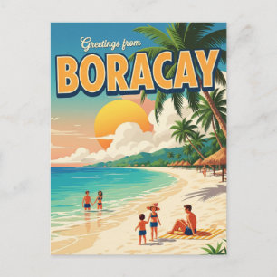 Cartão Postal Saudações da Vintage em Boracay Filipinas