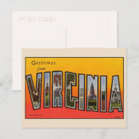 Saudações da Virgínia Carta Grande Vintage