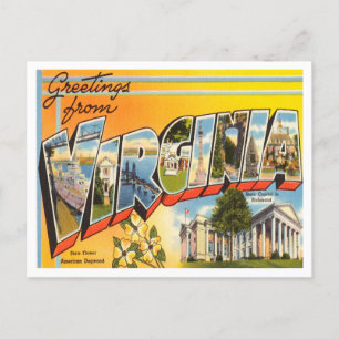 Cartão Postal Saudações da Virginia Viagens vintage