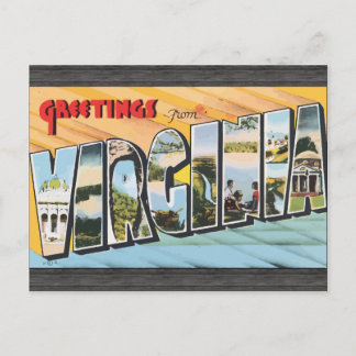 Cartão Postal Saudações Da Virgínia, Vintage