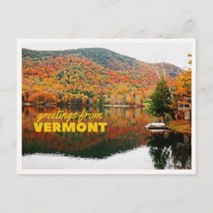 Cartão Postal Saudações das Folhas de Outono de Vermont Retrô