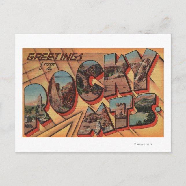 Cartão Postal Saudações das Montanhas Rochosas (Frente)