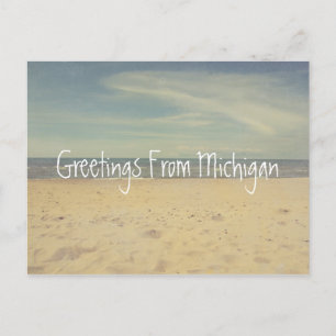 Cartão Postal Saudações das praias Sandy do lago Michigan