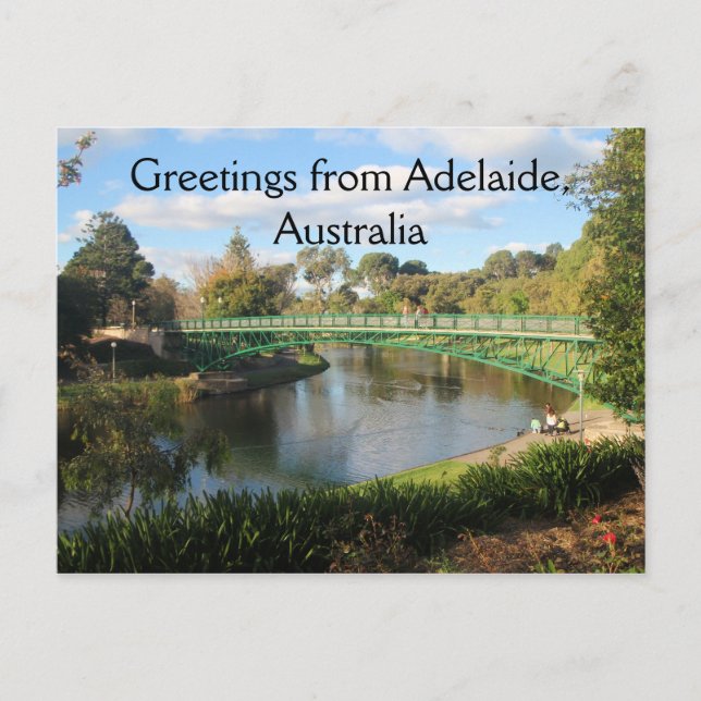 Cartão Postal Saudações de Adelaide, Austrália (Frente)