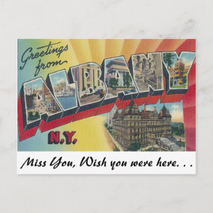 Cartão Postal Saudações de Albany, Nova Iorque