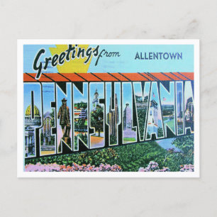 Cartão Postal Saudações de Allentown, Pensilvânia Viagem