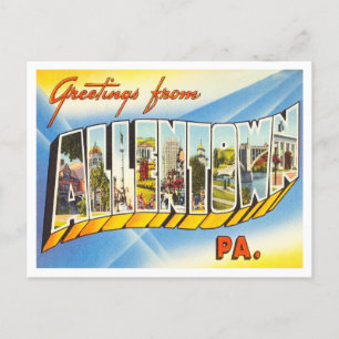 Cartão Postal Saudações de Allentown, Pensilvânia Viagem
