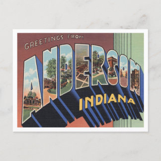 Cartão Postal Saudações de Anderson, Viagens vintage de Indiana