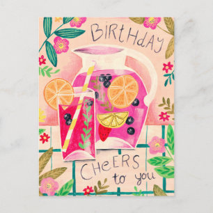 Cartão Postal Saudações de aniversário da Sangria de Verão