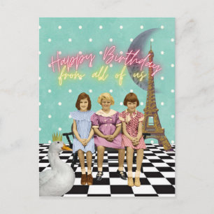 Cartão Postal Saudações de Aniversário de Grupo Funky Vintage