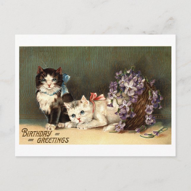 Cartão Postal Saudações de Aniversário Reprodução Vintage 1910 (Frente)