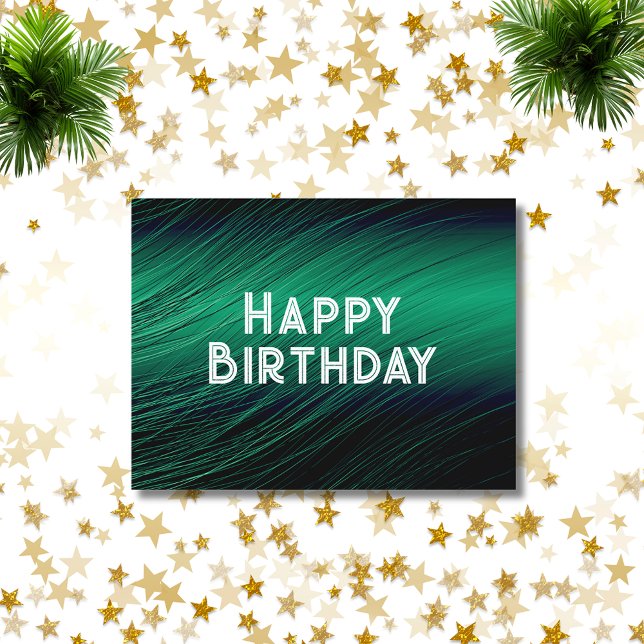 Cartão Postal Saudações de Aniversário Verdes e Elegantes (Criador carregado)