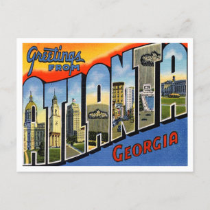 Cartão Postal Saudações de Atlanta, Viagens vintage da Geórgia