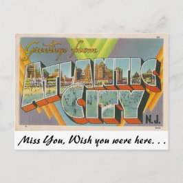 Cartão Postal Saudações de Atlantic City, Nova Jersey