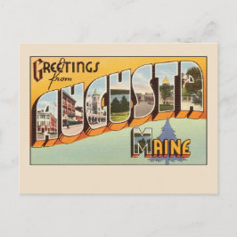 Cartão Postal Saudações de Augusta, Maine Vintage - Letra Grande