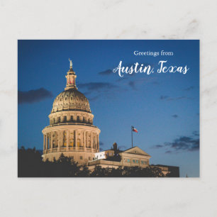 Cartão Postal Saudações de Austin Texas Postcard Capitol