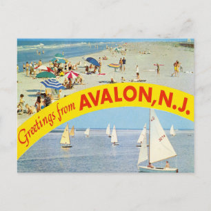 Cartão Postal Saudações de Avalon, Viagens vintage de Nova Jerse