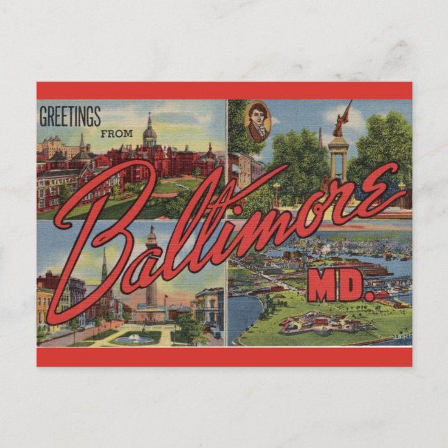Cartão Postal Saudações de Baltimore MD (Frente)