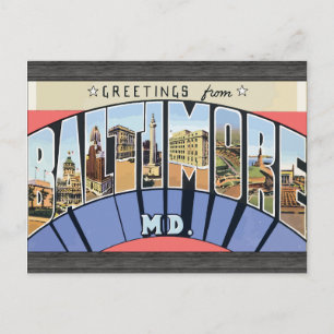 Cartão Postal Saudações De Baltimore Md, Vintage