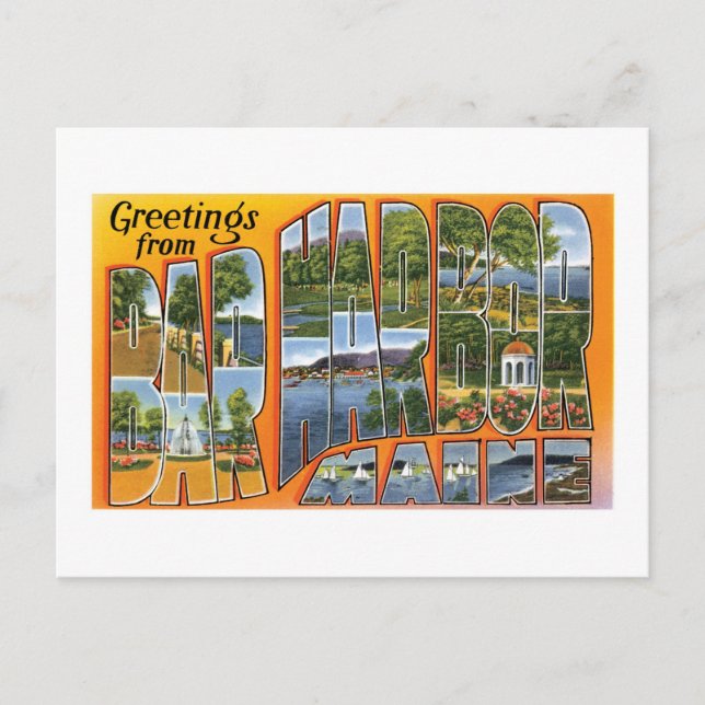 Cartão Postal Saudações de Bar Harbor, Maine! (Frente)