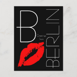Cartão Postal Saudações de Berlim Red Lipstick Kiss Black