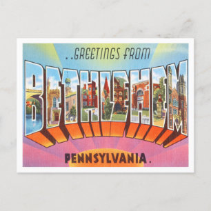 Cartão Postal Saudações de Bethlehem, Pennsylvania Viagem