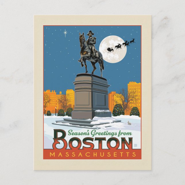 Cartão Postal Saudações de Boston Common! (Frente)