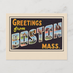 Cartão Postal Saudações de Boston, em massa - Letra grande Vinta