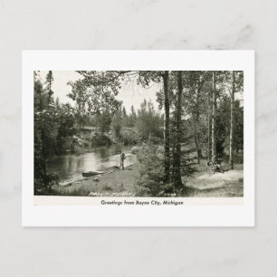Cartão Postal Saudações de Boyne City, MI. Pesca De Trutas