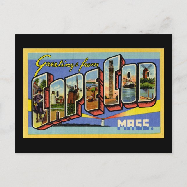 Cartão Postal Saudações de Cape Cod Massachusetts (Frente)