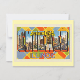 Cartão Postal Saudações de Chicago, Illinois,