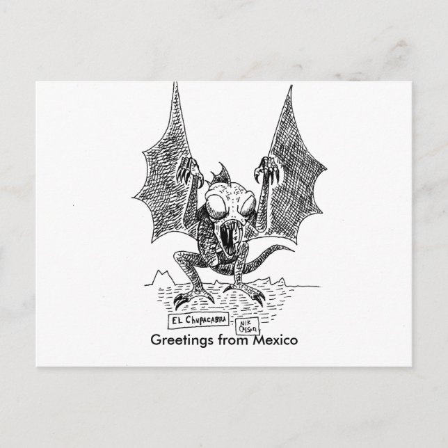 Cartão Postal Saudações de Chupacabra do México (Frente)