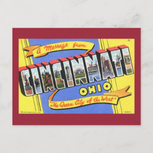 Cartão Postal Saudações de Cincinnati, Ohio Vintage