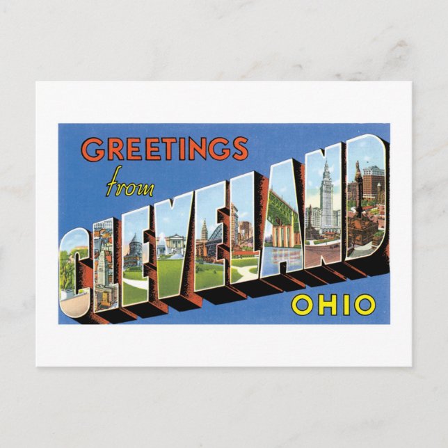 Cartão Postal Saudações de Cleveland, Ohio! (Frente)