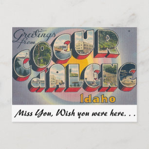 Cartão Postal Saudações de Coeur d'Alene, Idaho