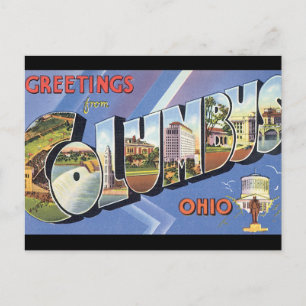 Cartão Postal Saudações de Columbus Ohio_Viagens vintage Poste
