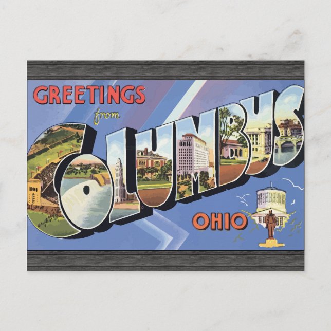 Cartão Postal Saudações De Columbus Ohio, Vintage (Frente)