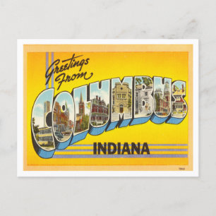 Cartão Postal Saudações de Columbus, Viagens vintage de Indiana