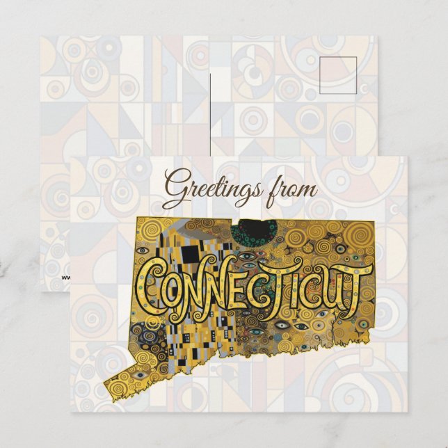 Cartão Postal Saudações de Connecticut (Frente/Verso)
