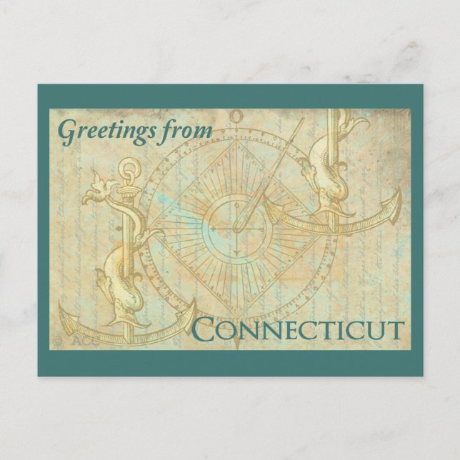Cartão Postal Saudações de Connecticut (Frente)