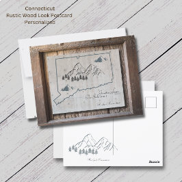 Cartão Postal Saudações de Connecticut Rustic Wood