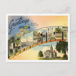 Cartão Postal Saudações De Connecticut Vintage