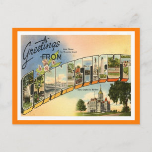 Cartão Postal Saudações de Connecticut Vintage