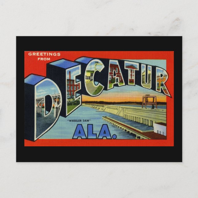 Cartão Postal Saudações de Decatur Alabama (Frente)