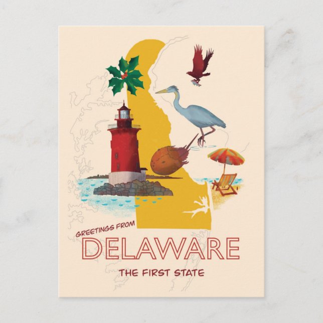 Cartão Postal Saudações de Delaware (Frente)