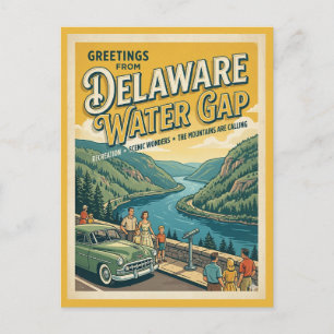 Cartão Postal Saudações de Delaware Water Gap Retro