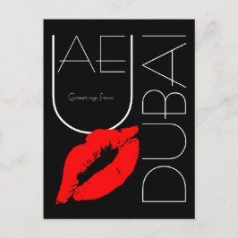Cartão Postal Saudações de Dubai Red Lipstick Kiss Black