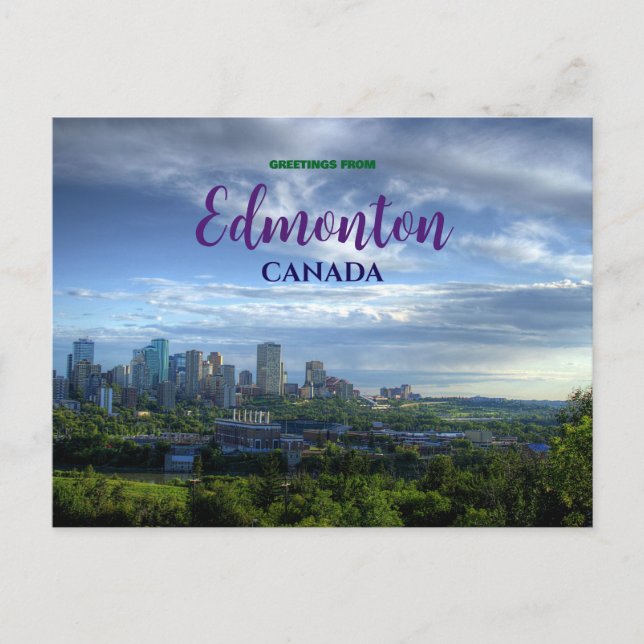 Cartão Postal Saudações de Edmonton Canada Scenic Postcard (Frente)