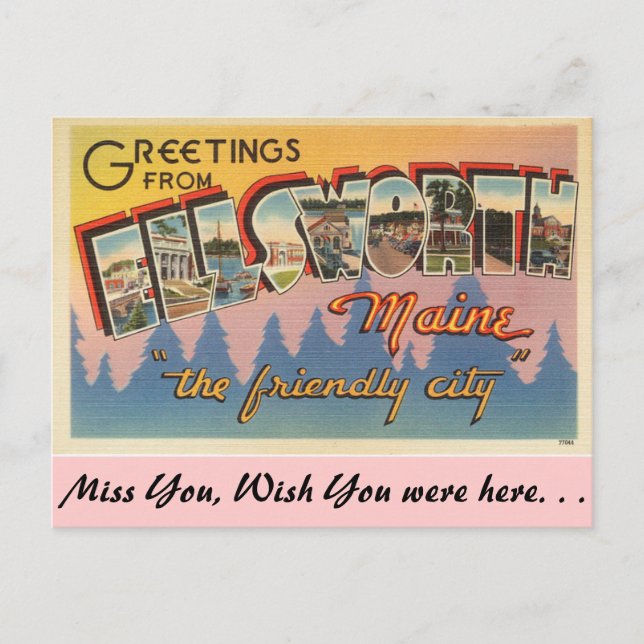 Cartão Postal Saudações de Ellsworth (Frente)