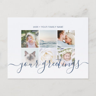 Cartão Postal Saudações de Foto de Família com Letra Minimalista